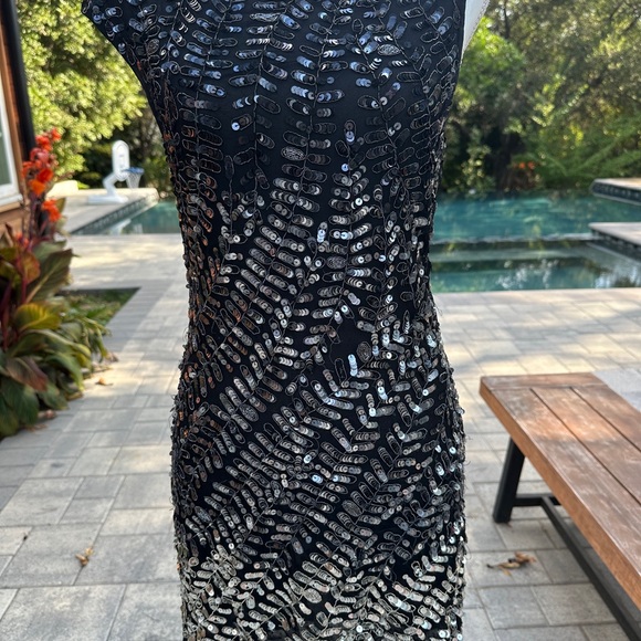 Alice + Olivia Black Sequin Sheath Mini Dress - Picture 2 of 5